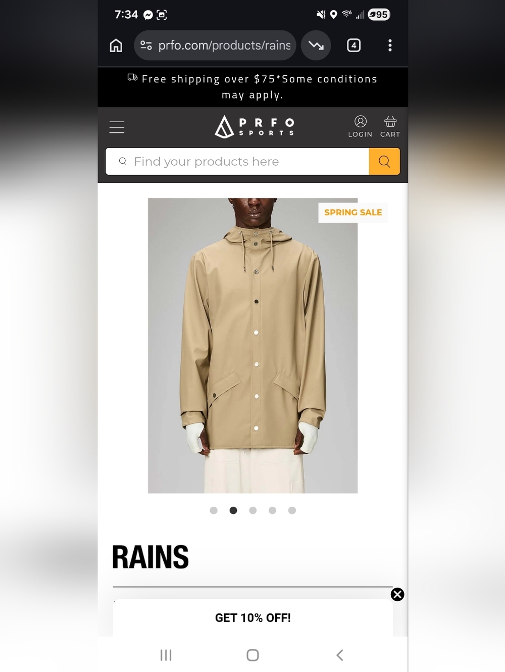 *NWT* Rains Unisex Rain Jacket - Sand - Size M - $75 - Picture 4 of 7